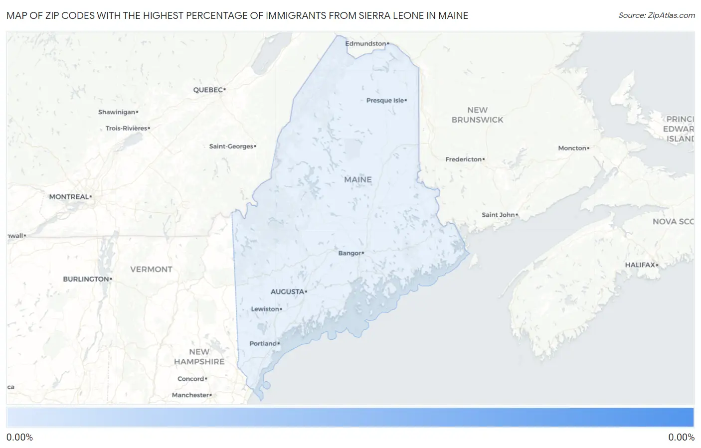 Zip Codes with the Highest Percentage of Immigrants from Sierra Leone in Maine Map