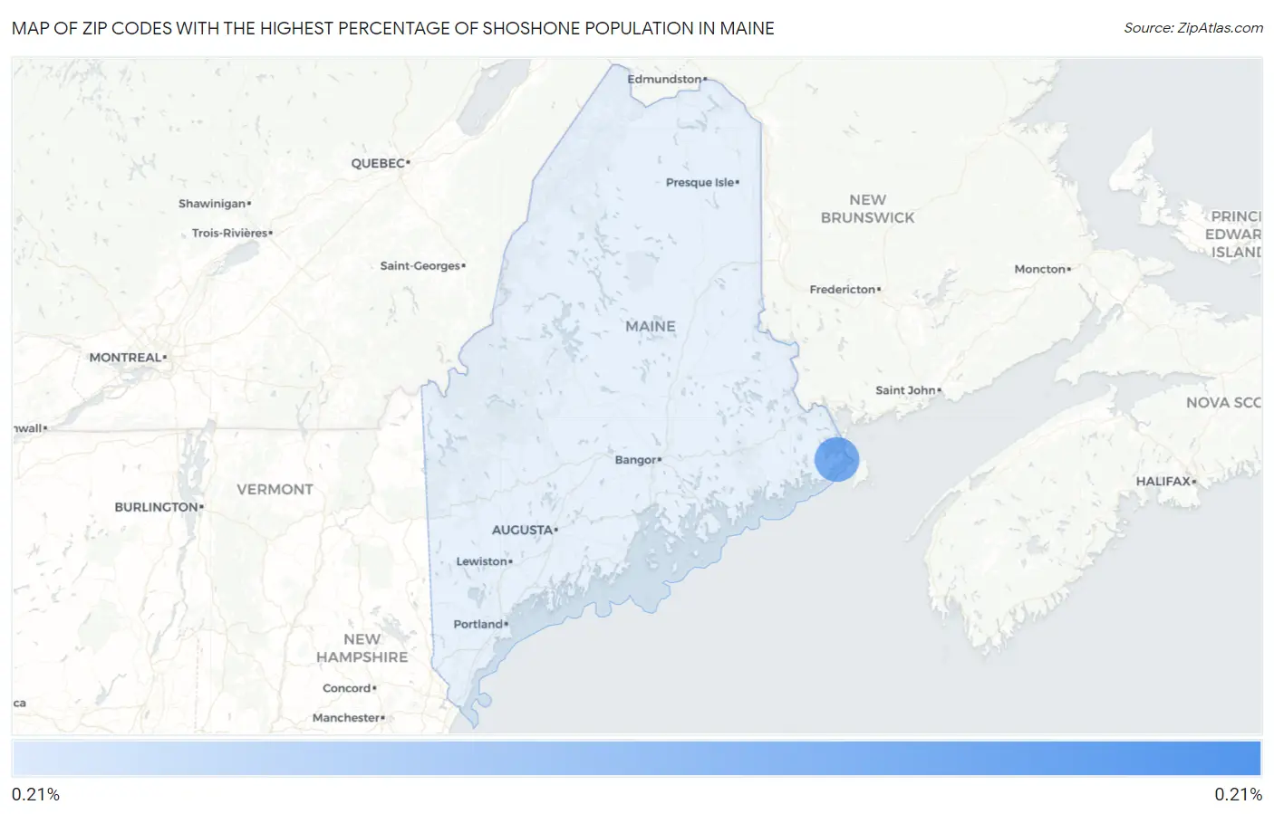 Zip Codes with the Highest Percentage of Shoshone Population in Maine Map