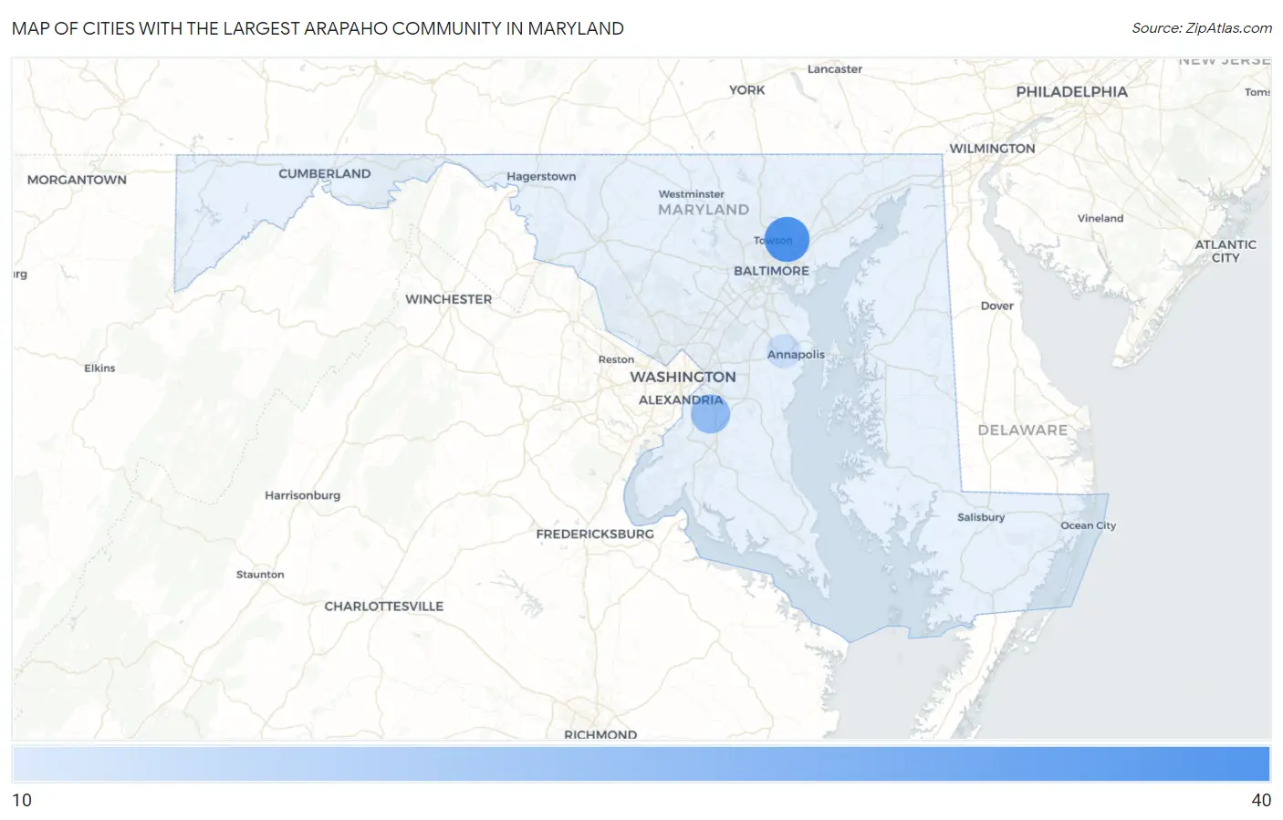 Cities with the Largest Arapaho Community in Maryland Map