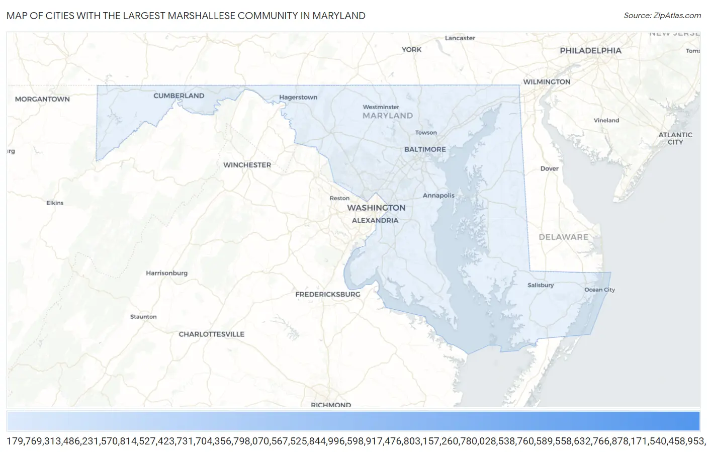 Cities with the Largest Marshallese Community in Maryland Map