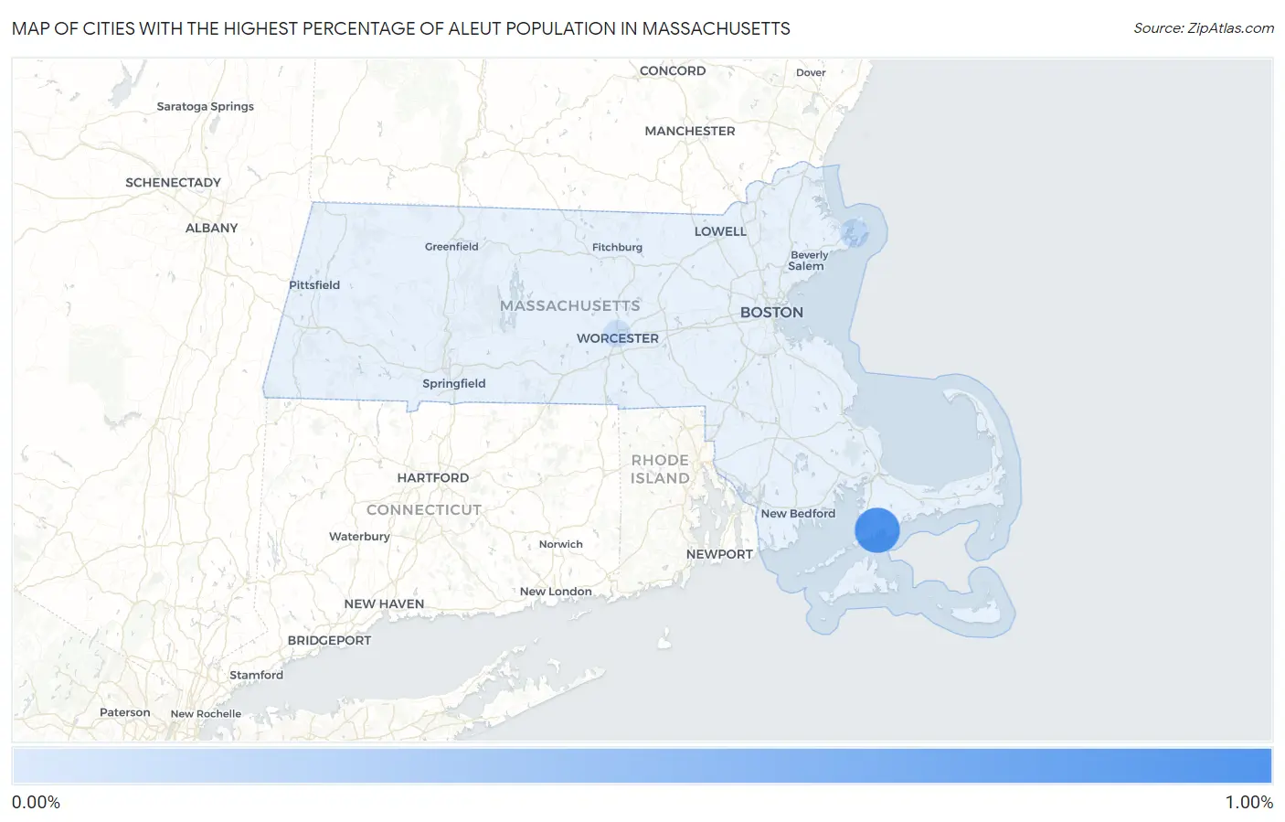 Cities with the Highest Percentage of Aleut Population in Massachusetts Map
