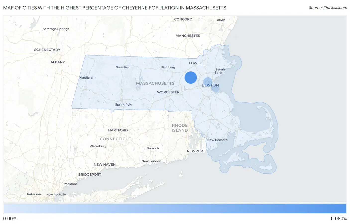Cities with the Highest Percentage of Cheyenne Population in Massachusetts Map