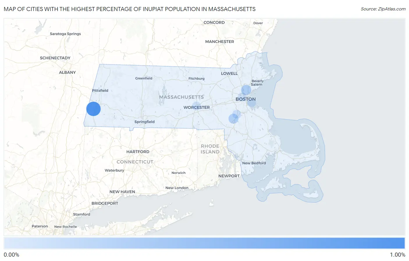 Cities with the Highest Percentage of Inupiat Population in Massachusetts Map