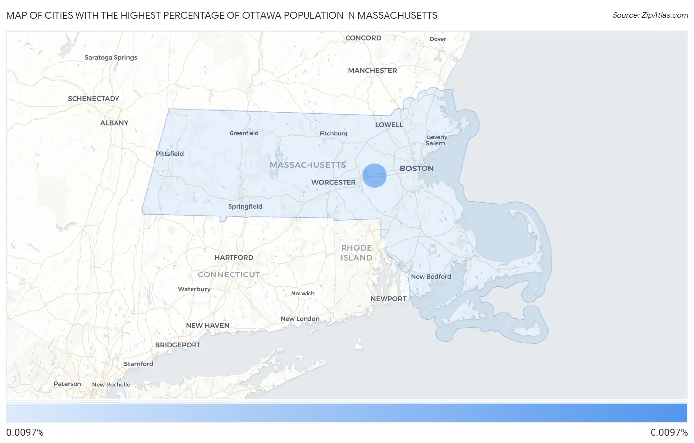 Cities with the Highest Percentage of Ottawa Population in Massachusetts Map