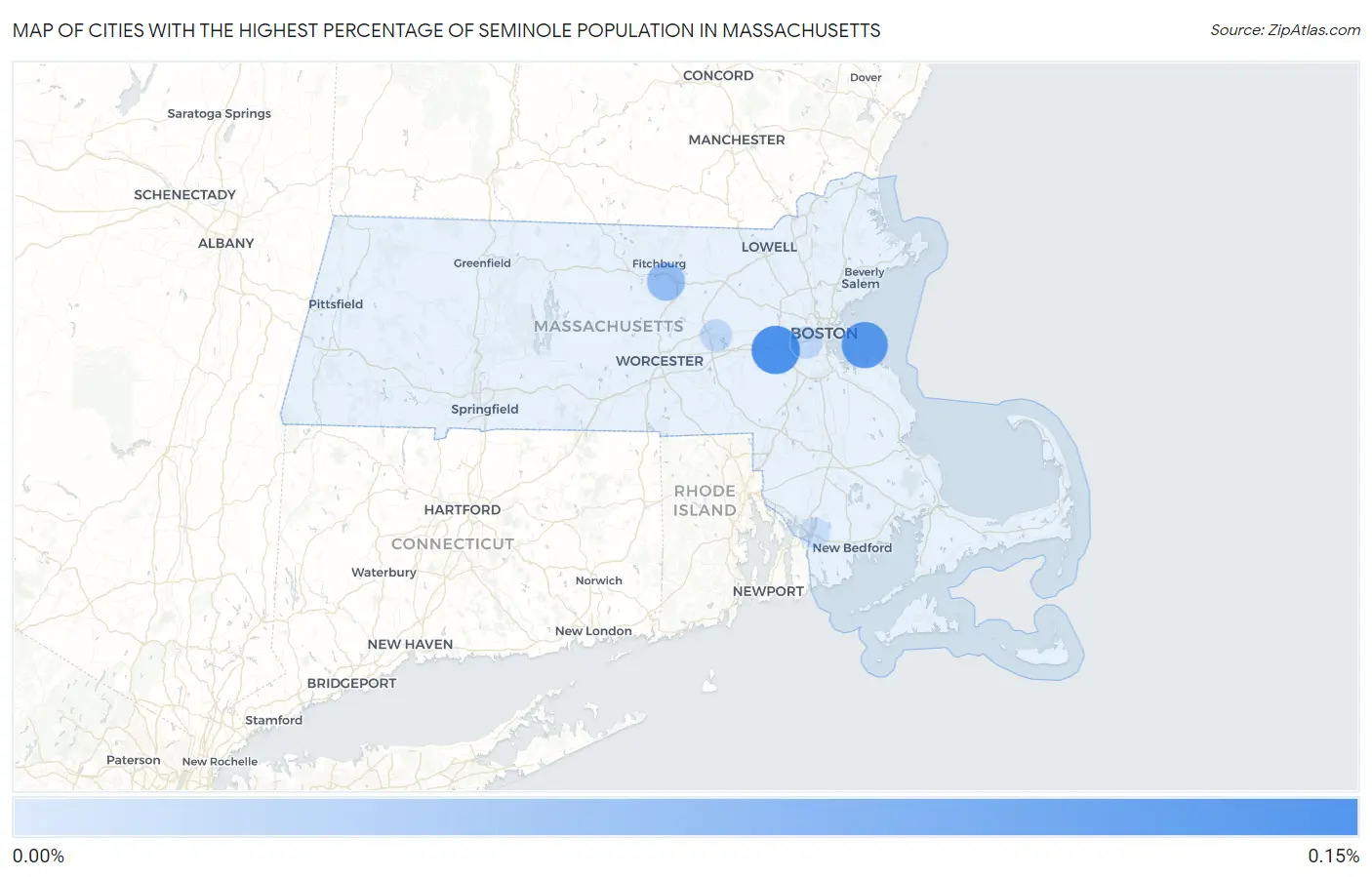 Cities with the Highest Percentage of Seminole Population in Massachusetts Map