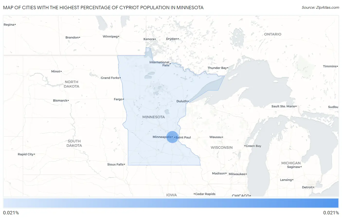 Cities with the Highest Percentage of Cypriot Population in Minnesota Map