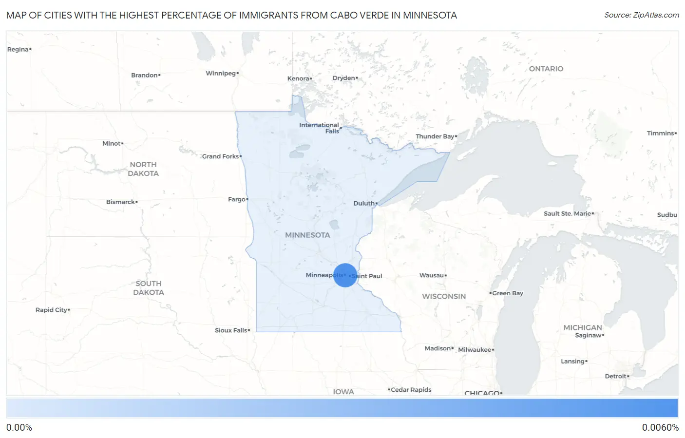 Cities with the Highest Percentage of Immigrants from Cabo Verde in Minnesota Map