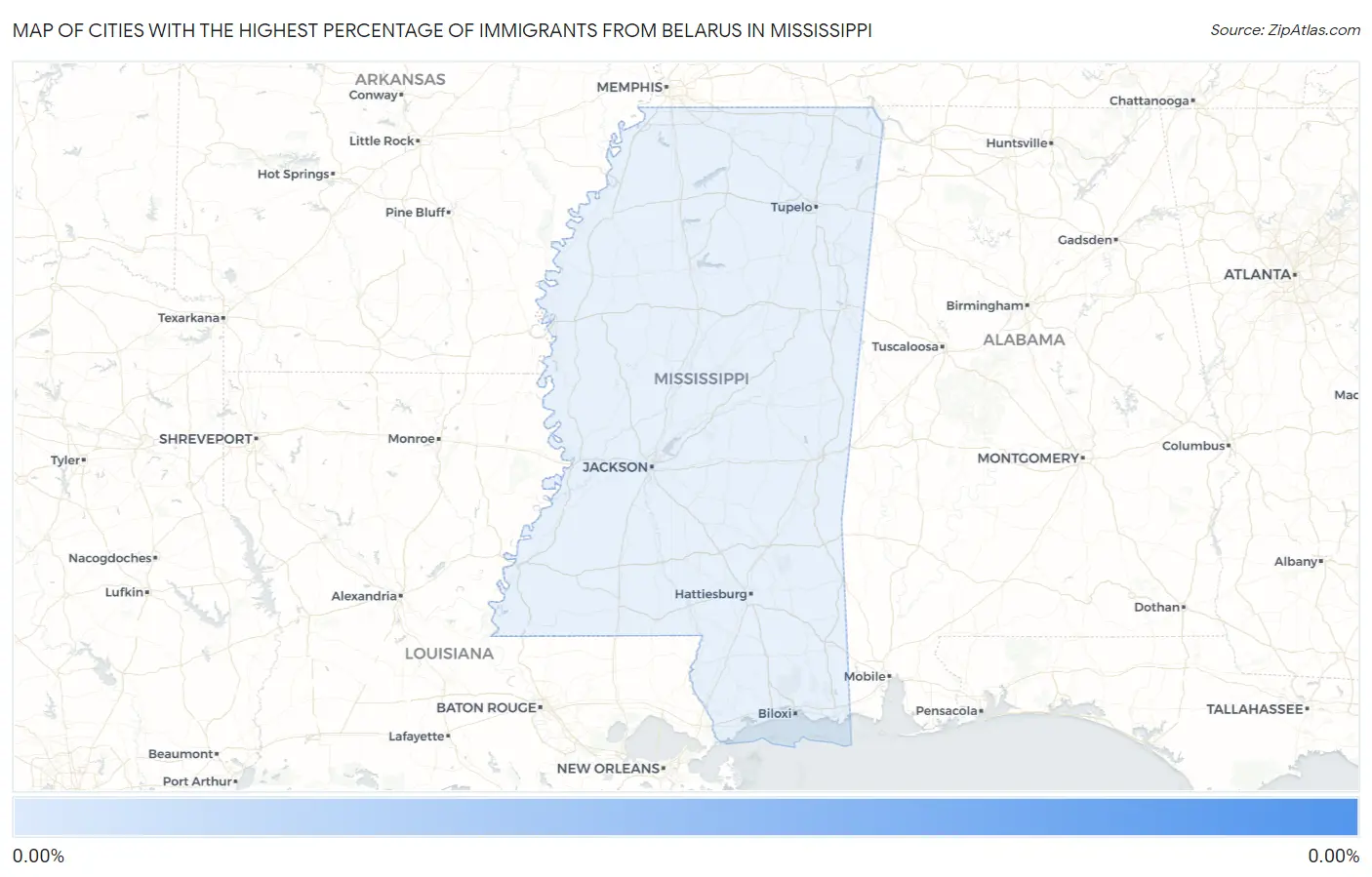 Cities with the Highest Percentage of Immigrants from Belarus in Mississippi Map