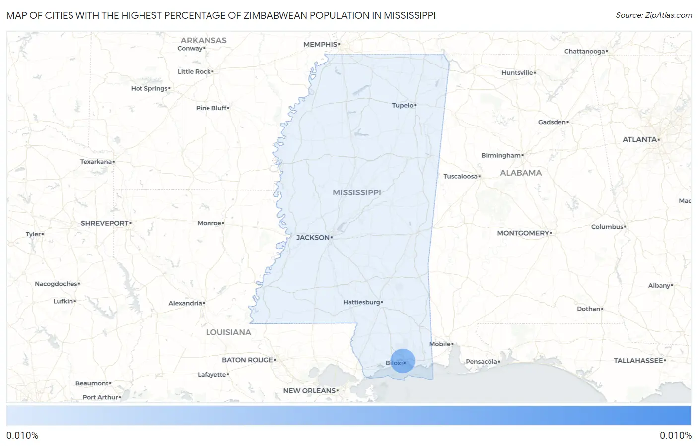 Cities with the Highest Percentage of Zimbabwean Population in Mississippi Map