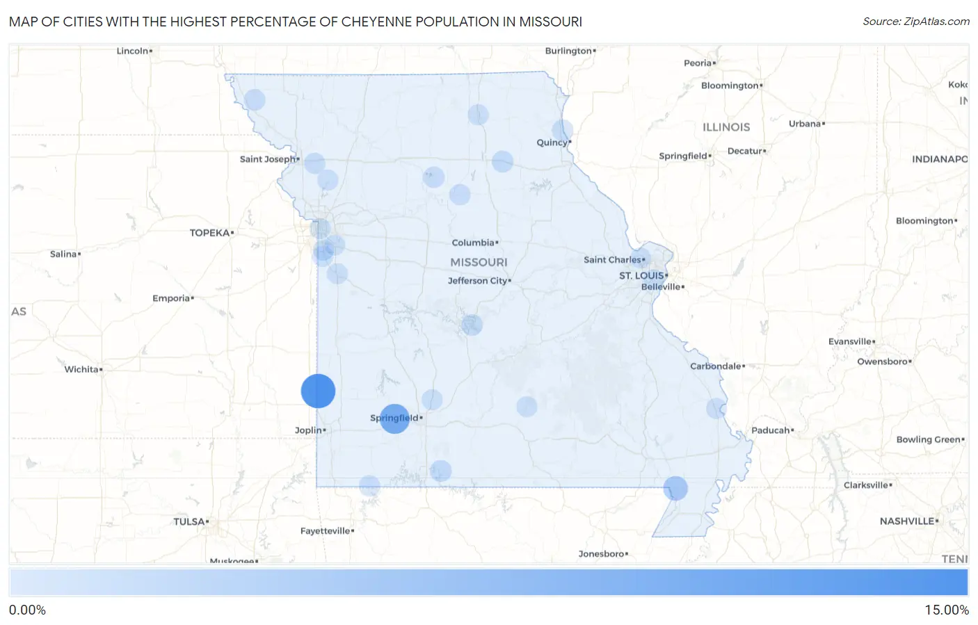 Cities with the Highest Percentage of Cheyenne Population in Missouri Map