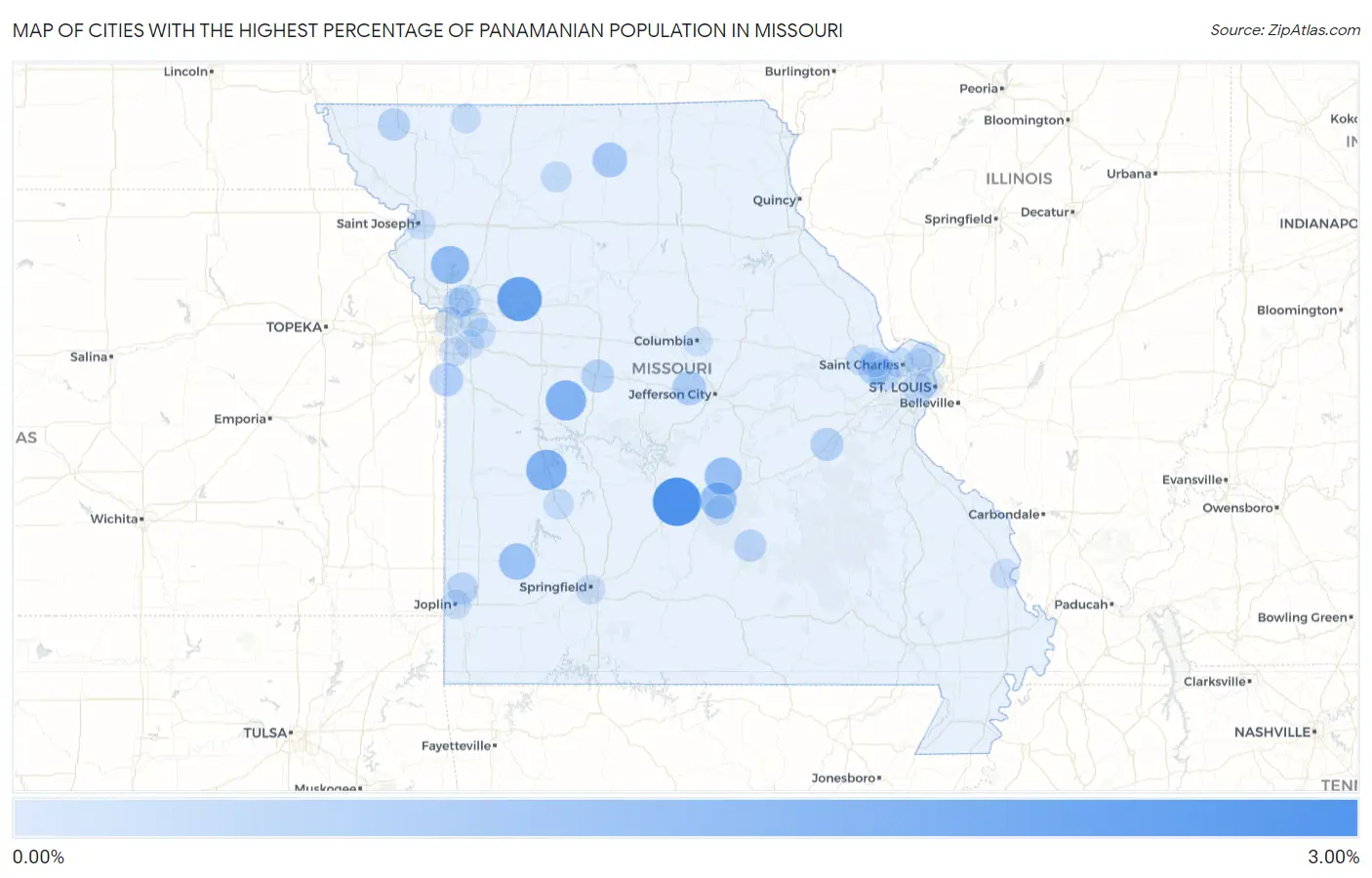 Cities with the Highest Percentage of Panamanian Population in Missouri Map