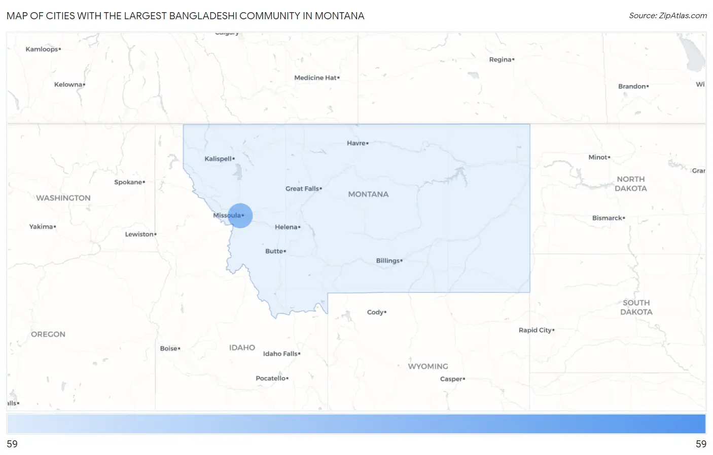 Cities with the Largest Bangladeshi Community in Montana Map