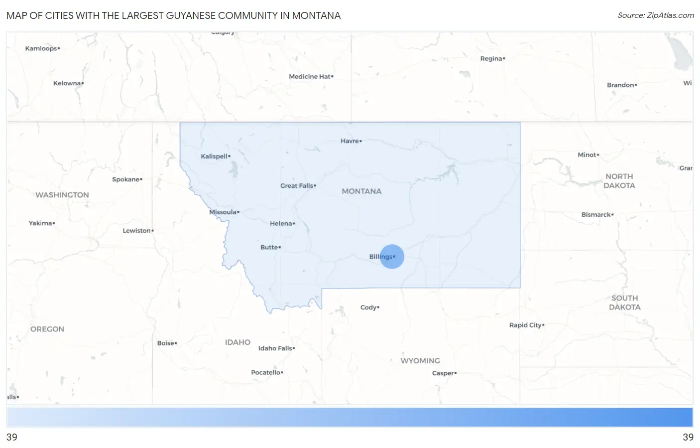 Cities with the Largest Guyanese Community in Montana Map