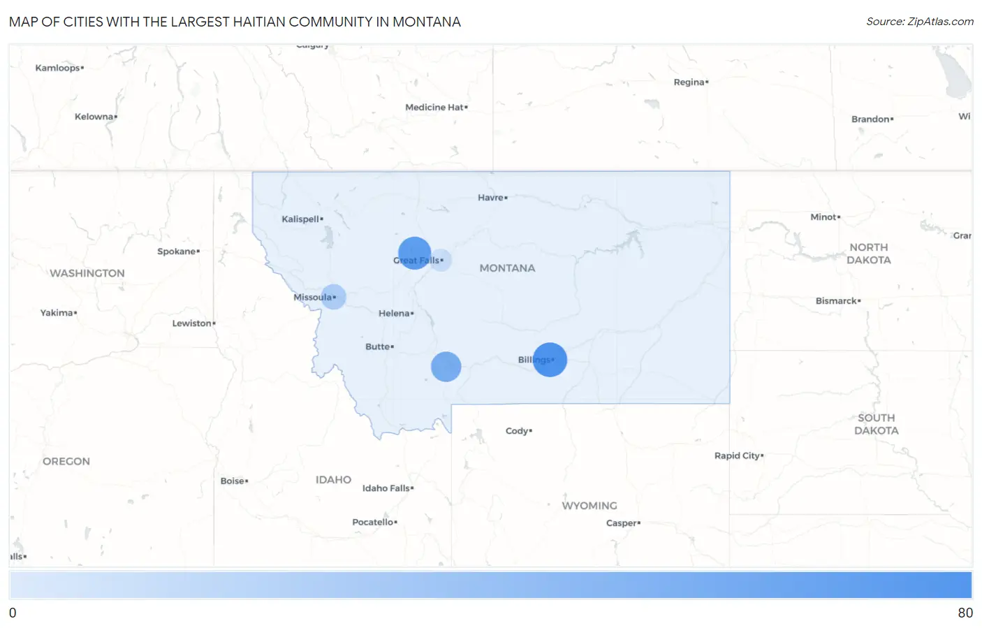 Cities with the Largest Haitian Community in Montana Map