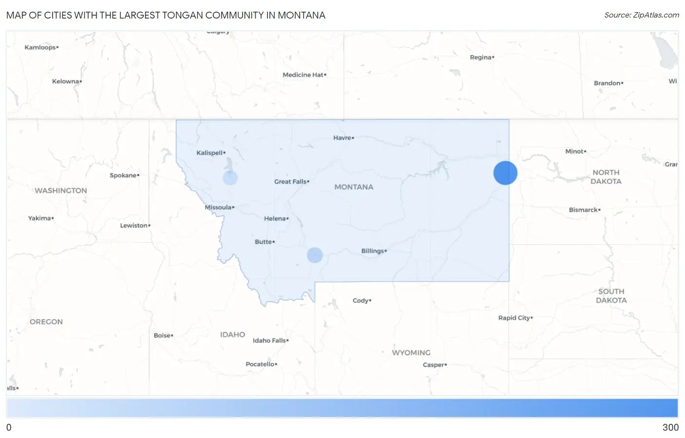 Cities with the Largest Tongan Community in Montana Map