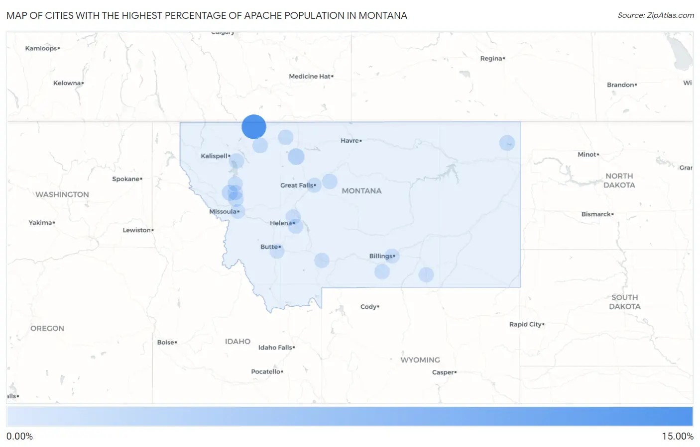 Cities with the Highest Percentage of Apache Population in Montana Map