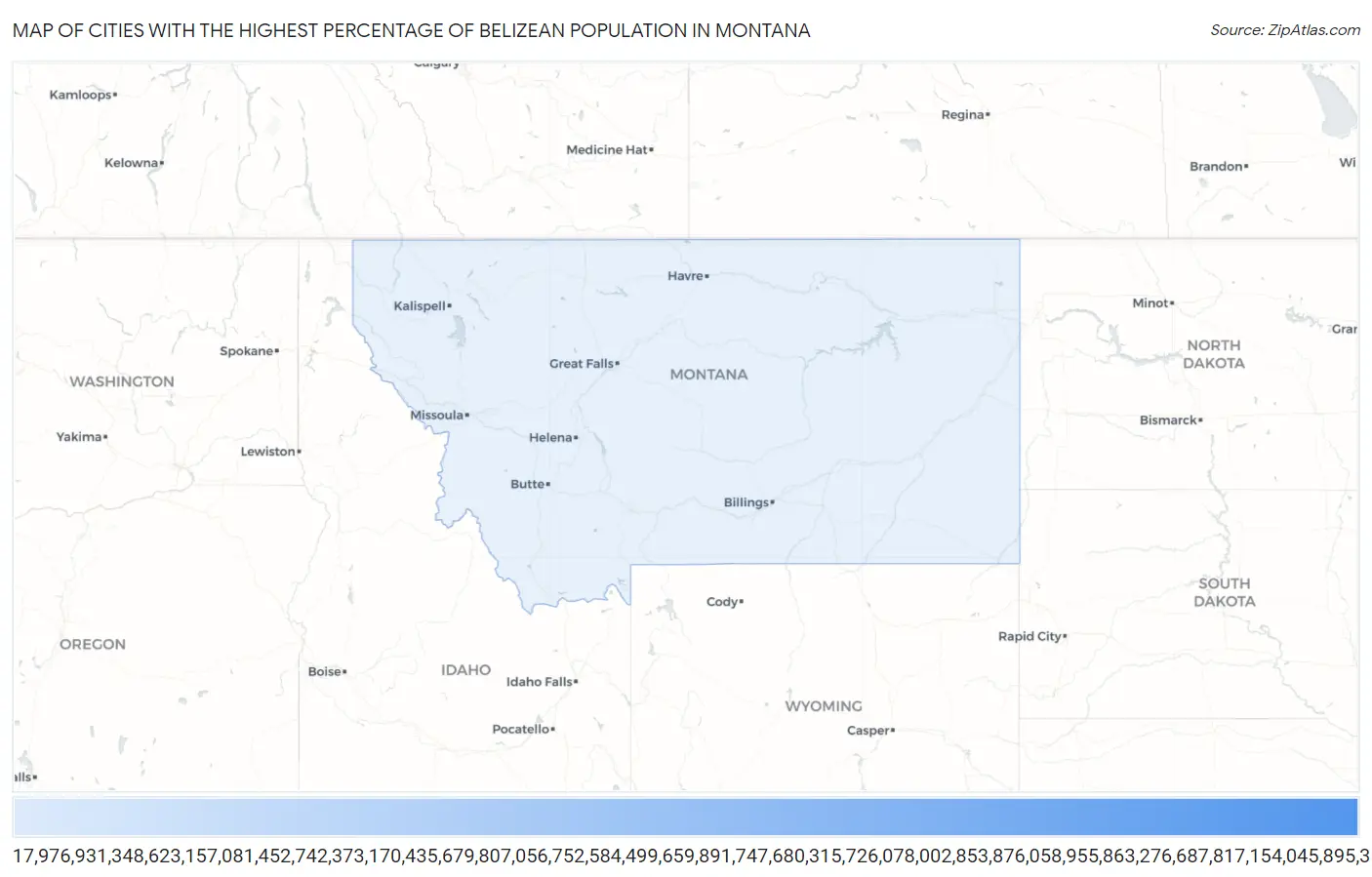 Cities with the Highest Percentage of Belizean Population in Montana Map