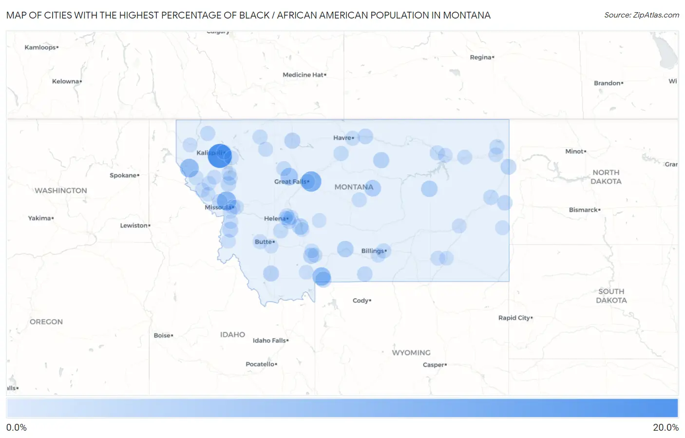 Cities with the Highest Percentage of Black / African American Population in Montana Map