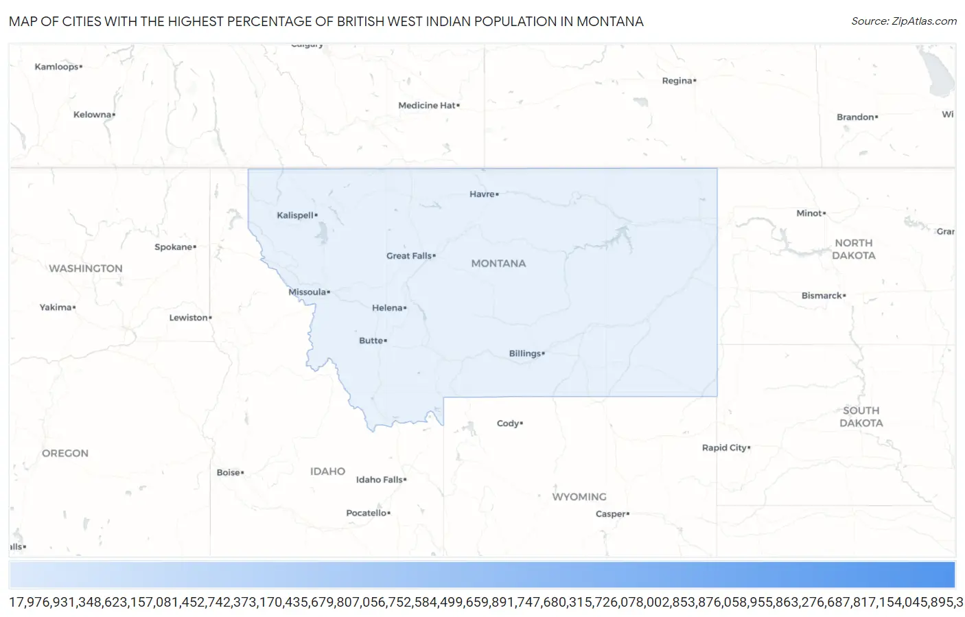 Cities with the Highest Percentage of British West Indian Population in Montana Map