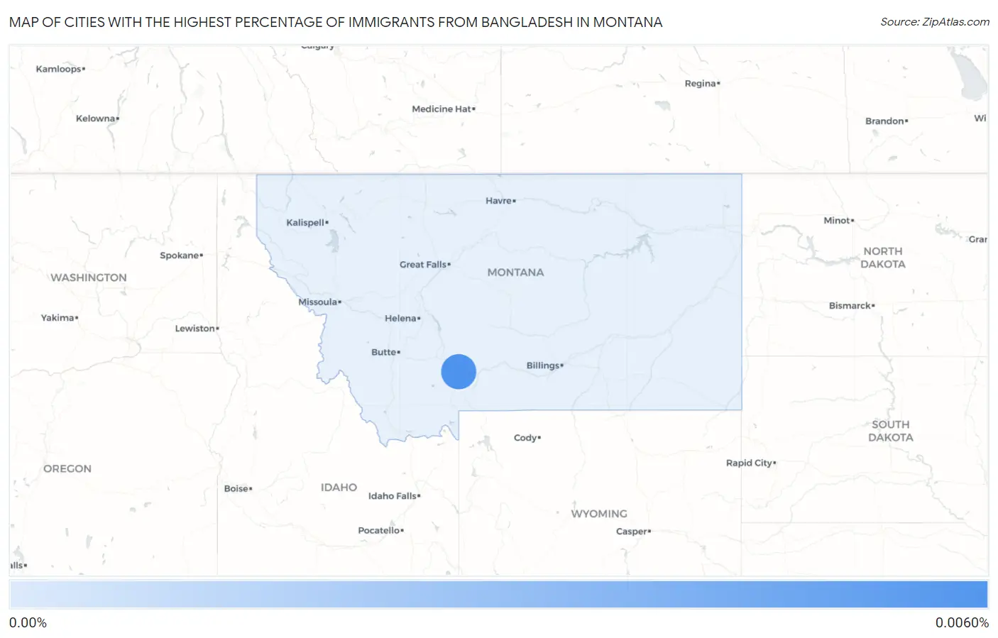 Cities with the Highest Percentage of Immigrants from Bangladesh in Montana Map