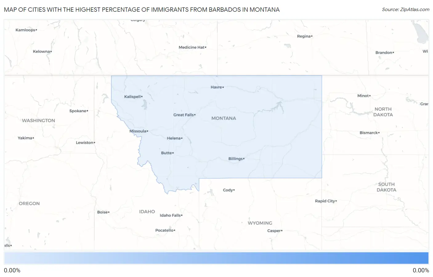 Cities with the Highest Percentage of Immigrants from Barbados in Montana Map