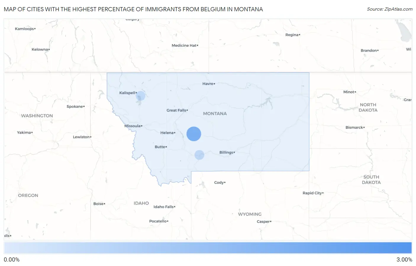 Cities with the Highest Percentage of Immigrants from Belgium in Montana Map