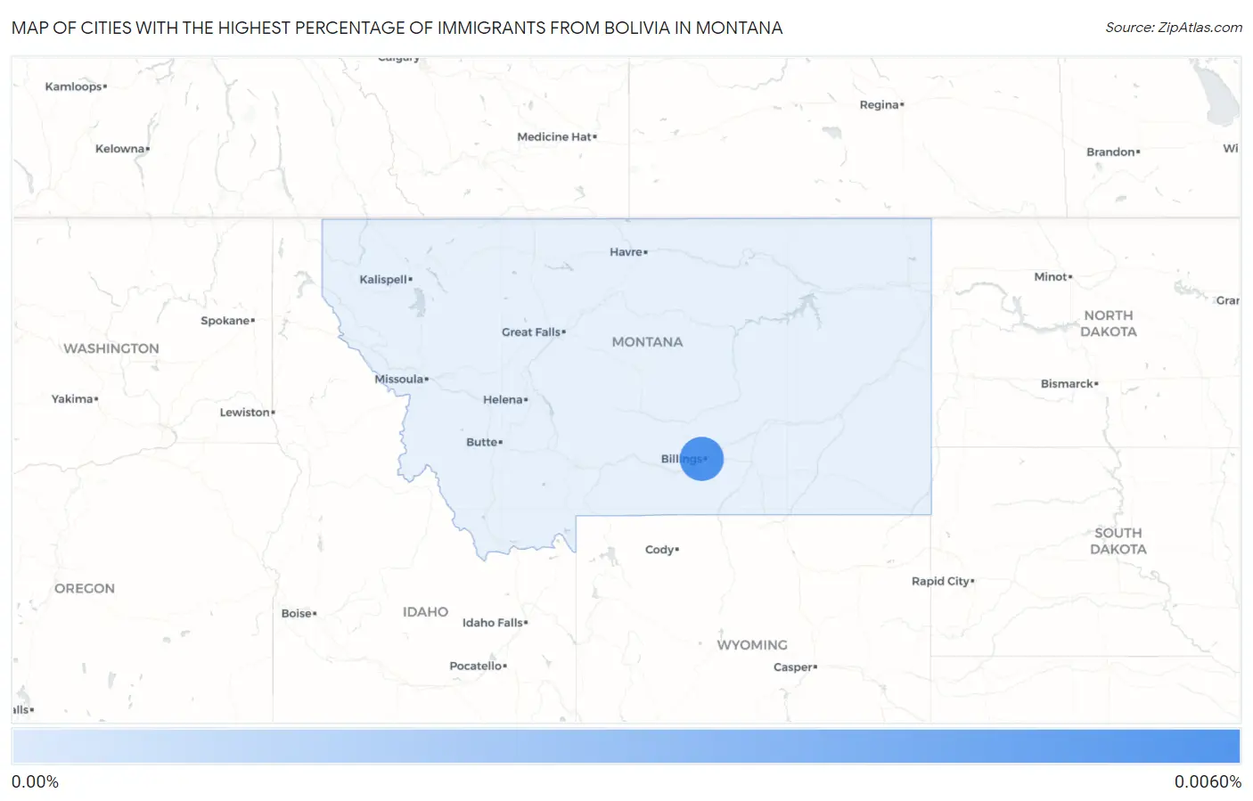 Cities with the Highest Percentage of Immigrants from Bolivia in Montana Map