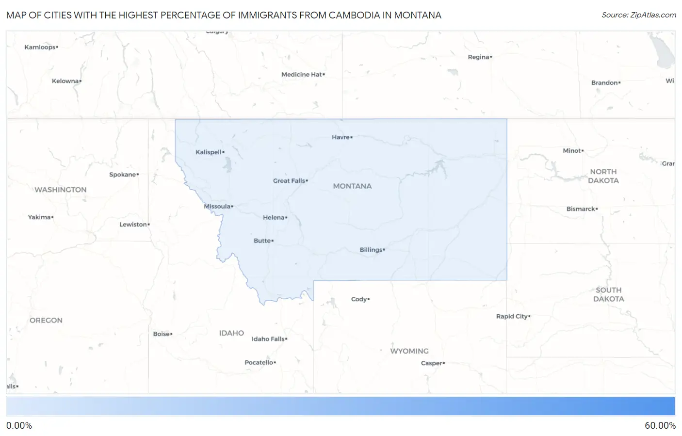 Cities with the Highest Percentage of Immigrants from Cambodia in Montana Map