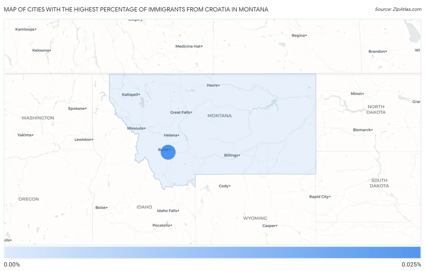 Cities with the Highest Percentage of Immigrants from Croatia in Montana Map