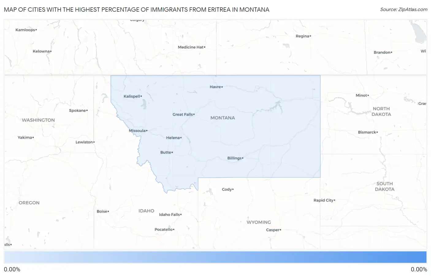 Cities with the Highest Percentage of Immigrants from Eritrea in Montana Map