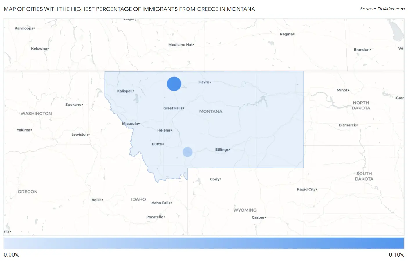 Cities with the Highest Percentage of Immigrants from Greece in Montana Map
