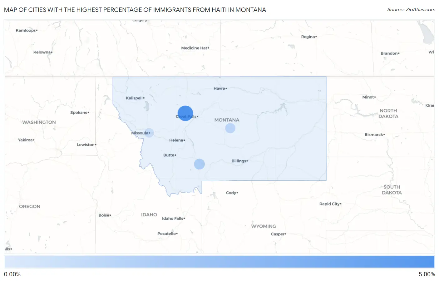 Cities with the Highest Percentage of Immigrants from Haiti in Montana Map