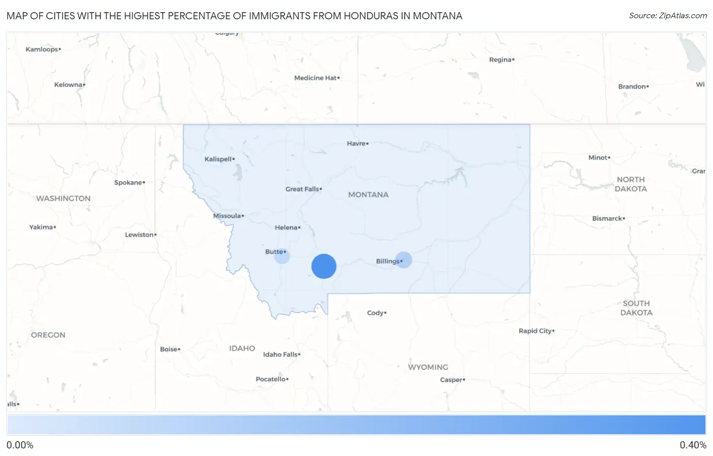 Cities with the Highest Percentage of Immigrants from Honduras in Montana Map