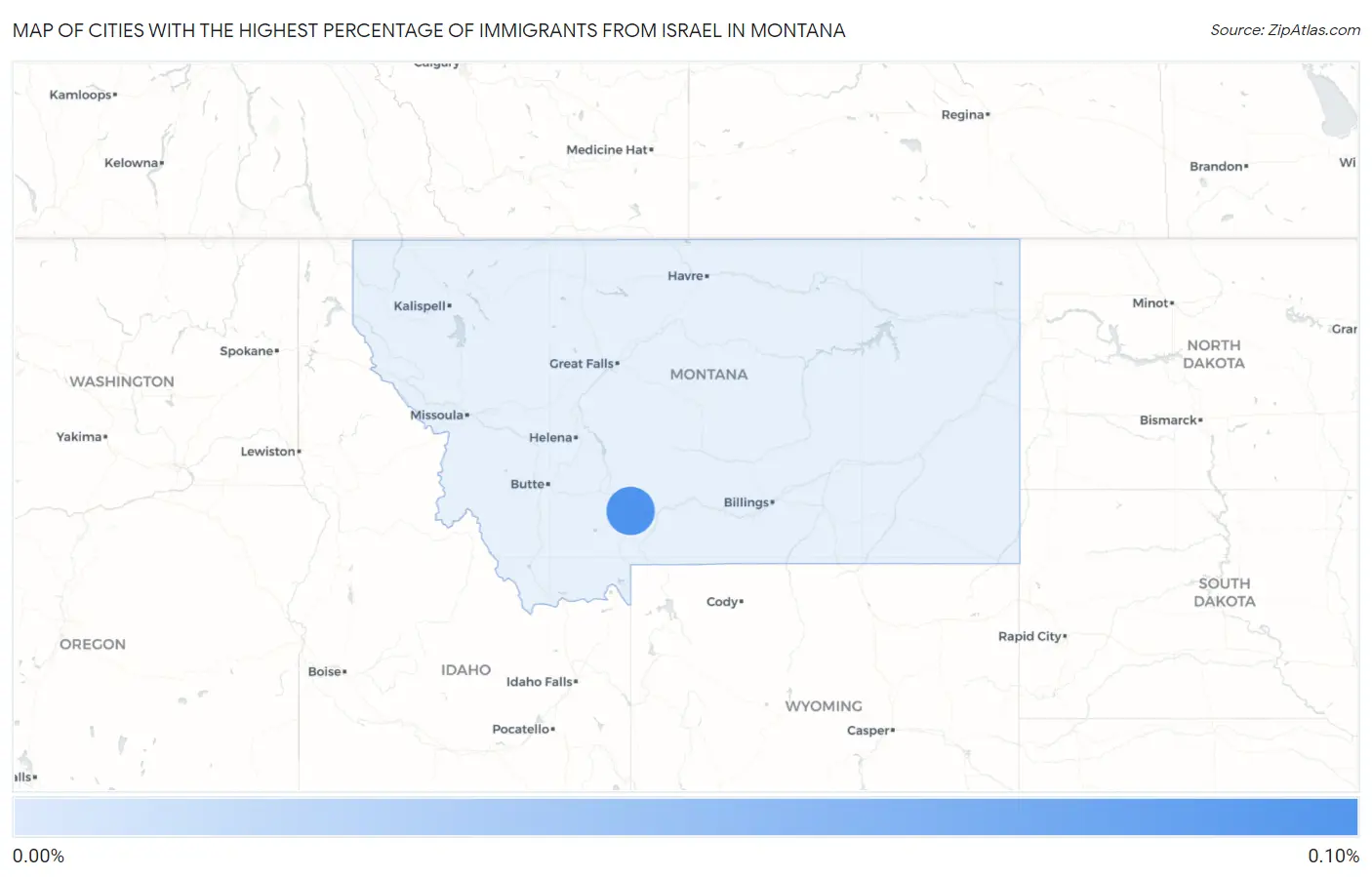 Cities with the Highest Percentage of Immigrants from Israel in Montana Map