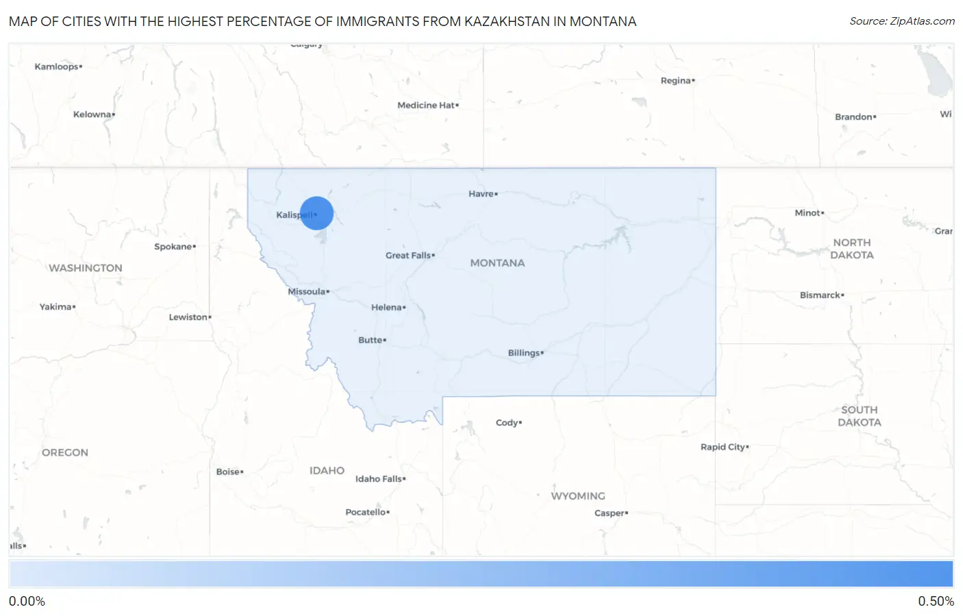 Cities with the Highest Percentage of Immigrants from Kazakhstan in Montana Map