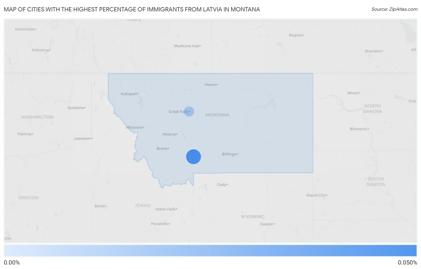 Cities with the Highest Percentage of Immigrants from Latvia in Montana Map