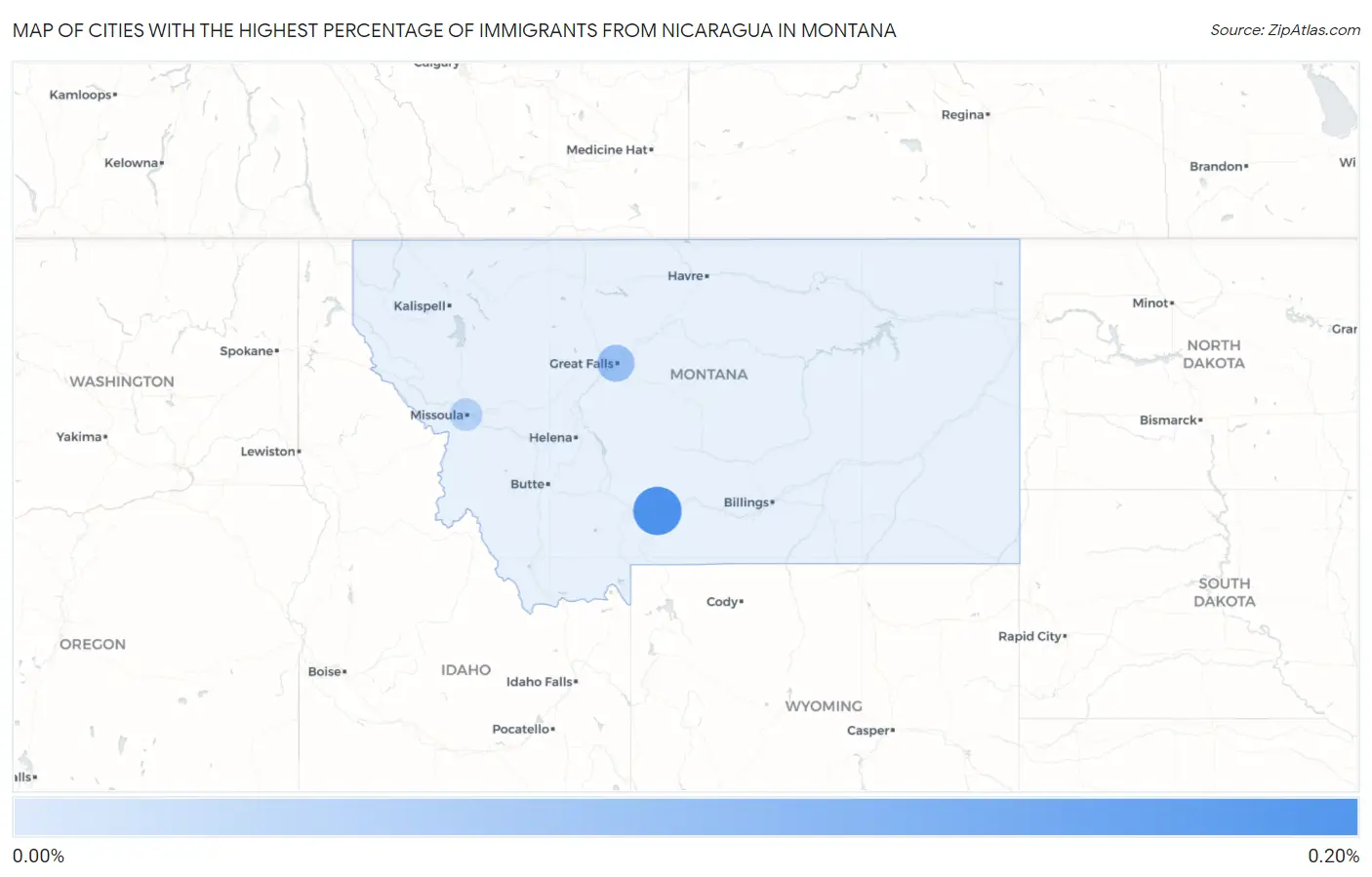 Cities with the Highest Percentage of Immigrants from Nicaragua in Montana Map