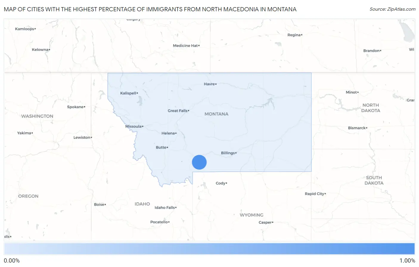 Cities with the Highest Percentage of Immigrants from North Macedonia in Montana Map