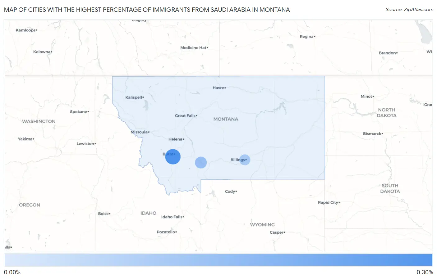 Cities with the Highest Percentage of Immigrants from Saudi Arabia in Montana Map