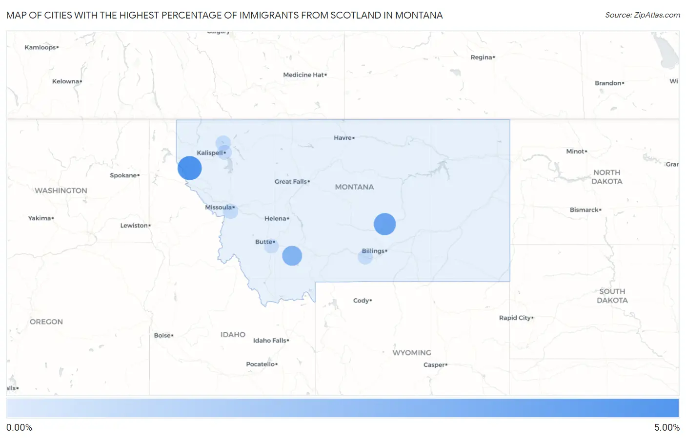 Cities with the Highest Percentage of Immigrants from Scotland in Montana Map