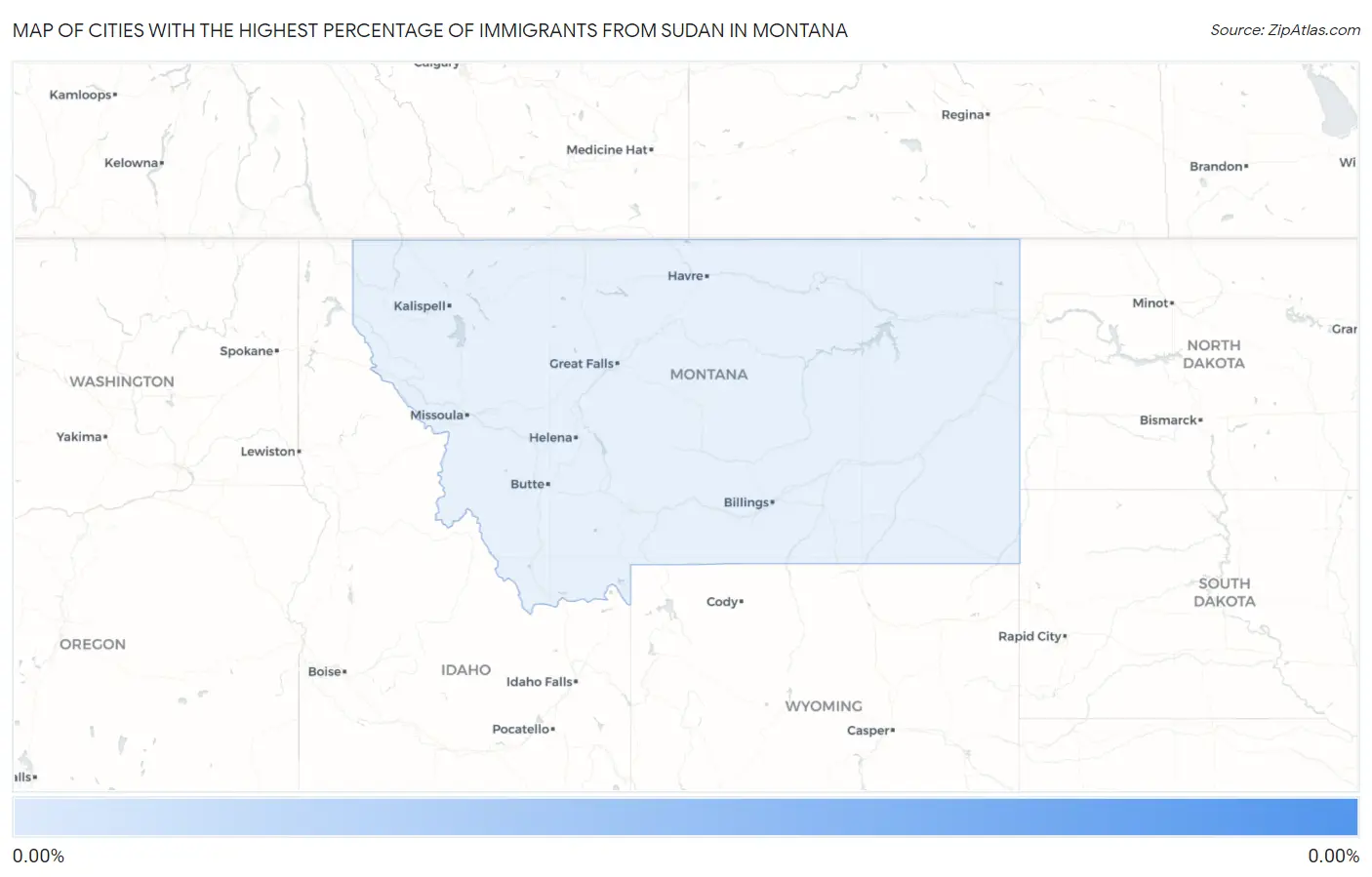 Cities with the Highest Percentage of Immigrants from Sudan in Montana Map