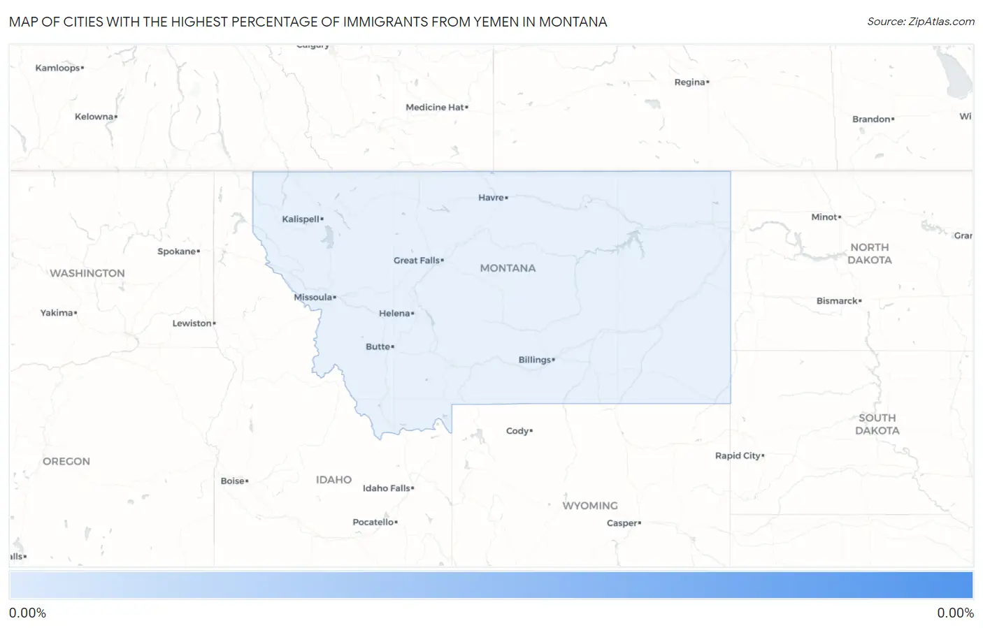 Cities with the Highest Percentage of Immigrants from Yemen in Montana Map