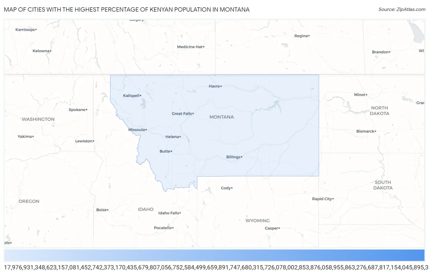 Cities with the Highest Percentage of Kenyan Population in Montana Map