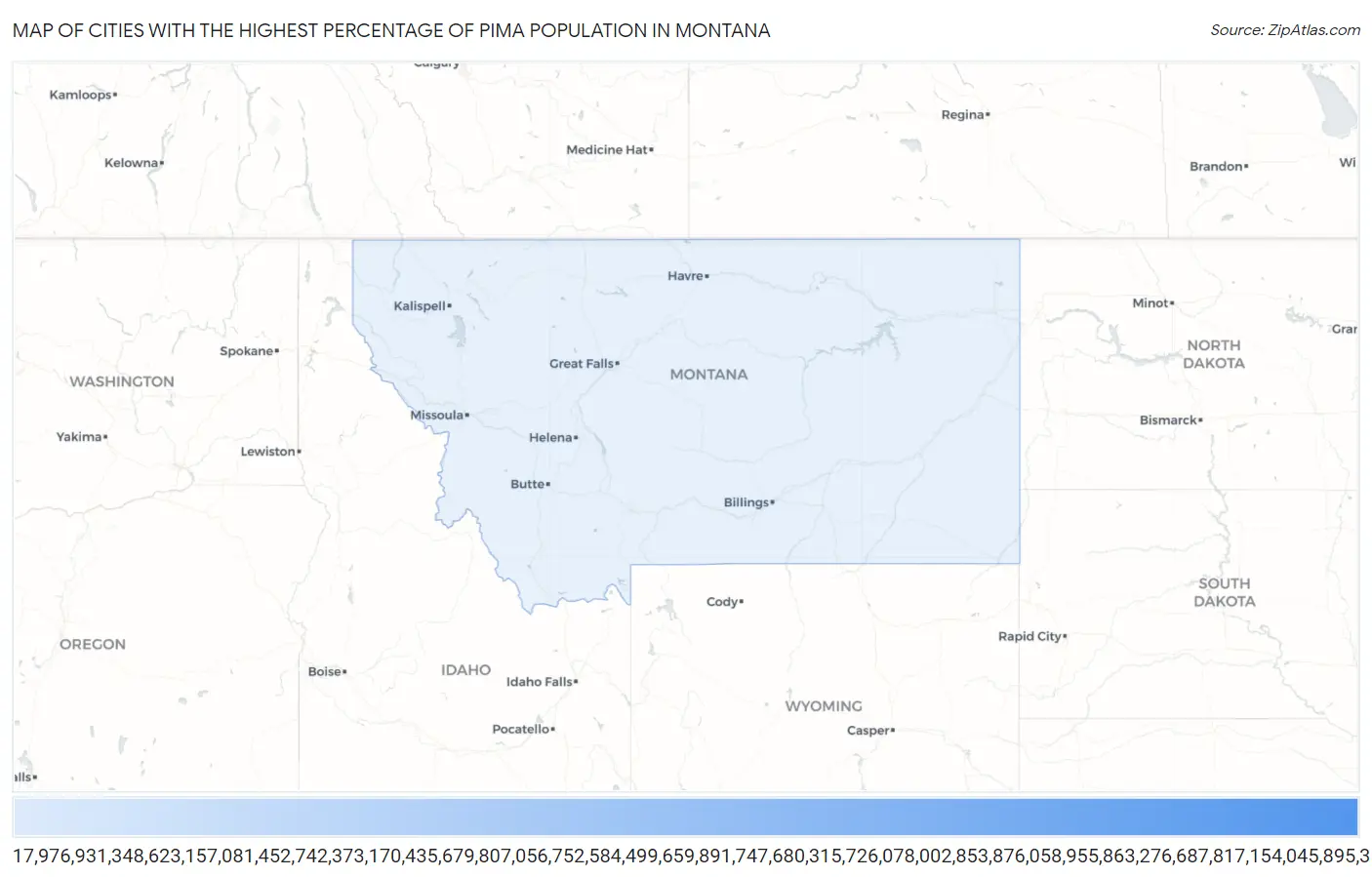 Cities with the Highest Percentage of Pima Population in Montana Map