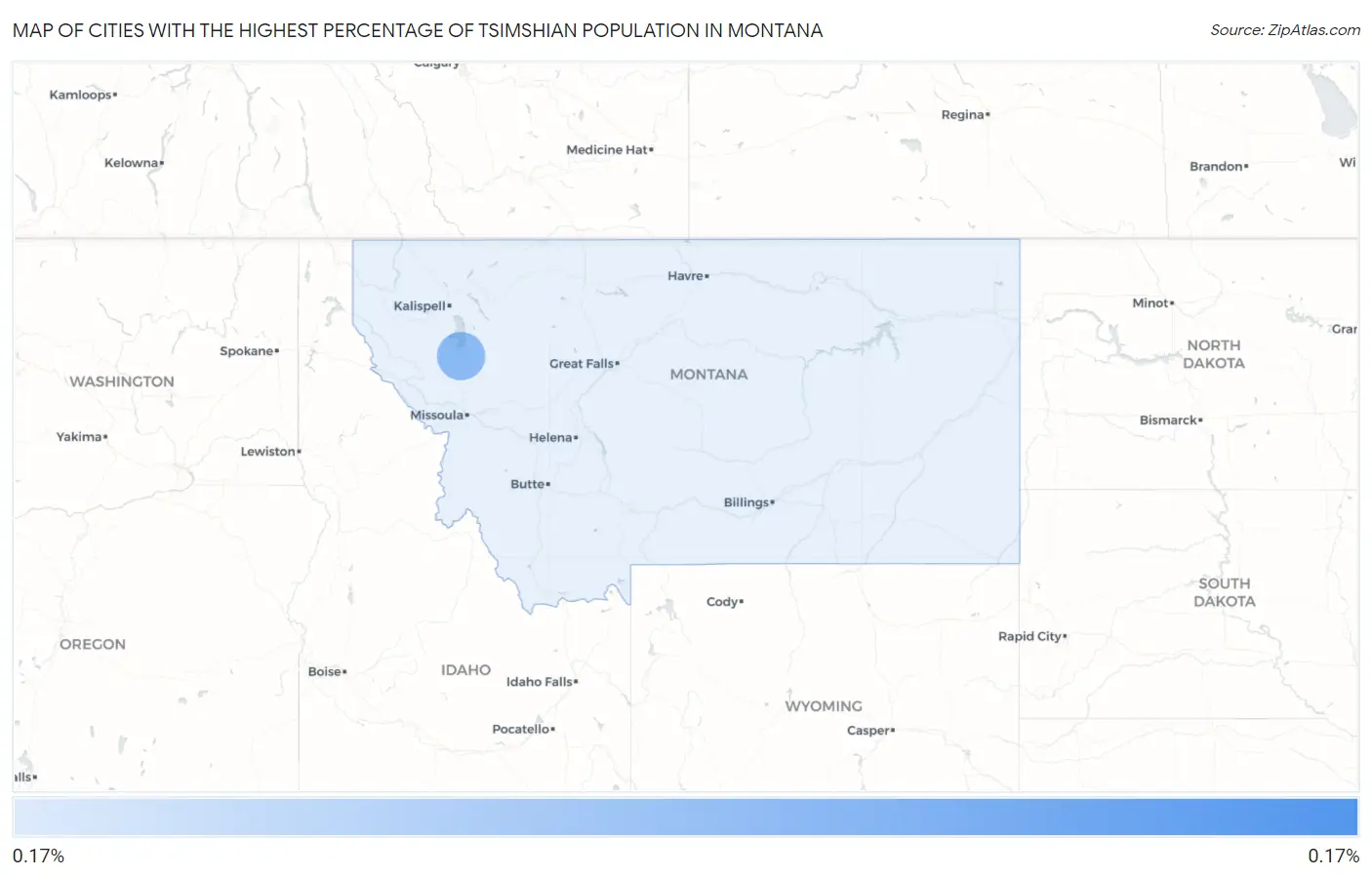 Cities with the Highest Percentage of Tsimshian Population in Montana Map