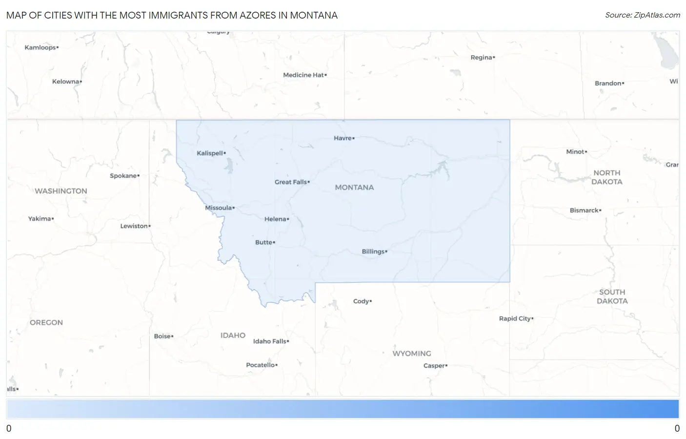 Cities with the Most Immigrants from Azores in Montana Map