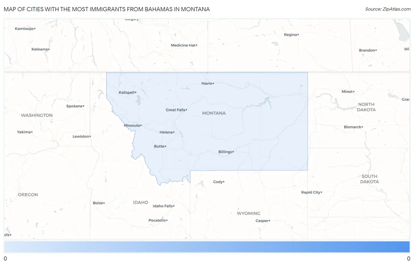 Cities with the Most Immigrants from Bahamas in Montana Map