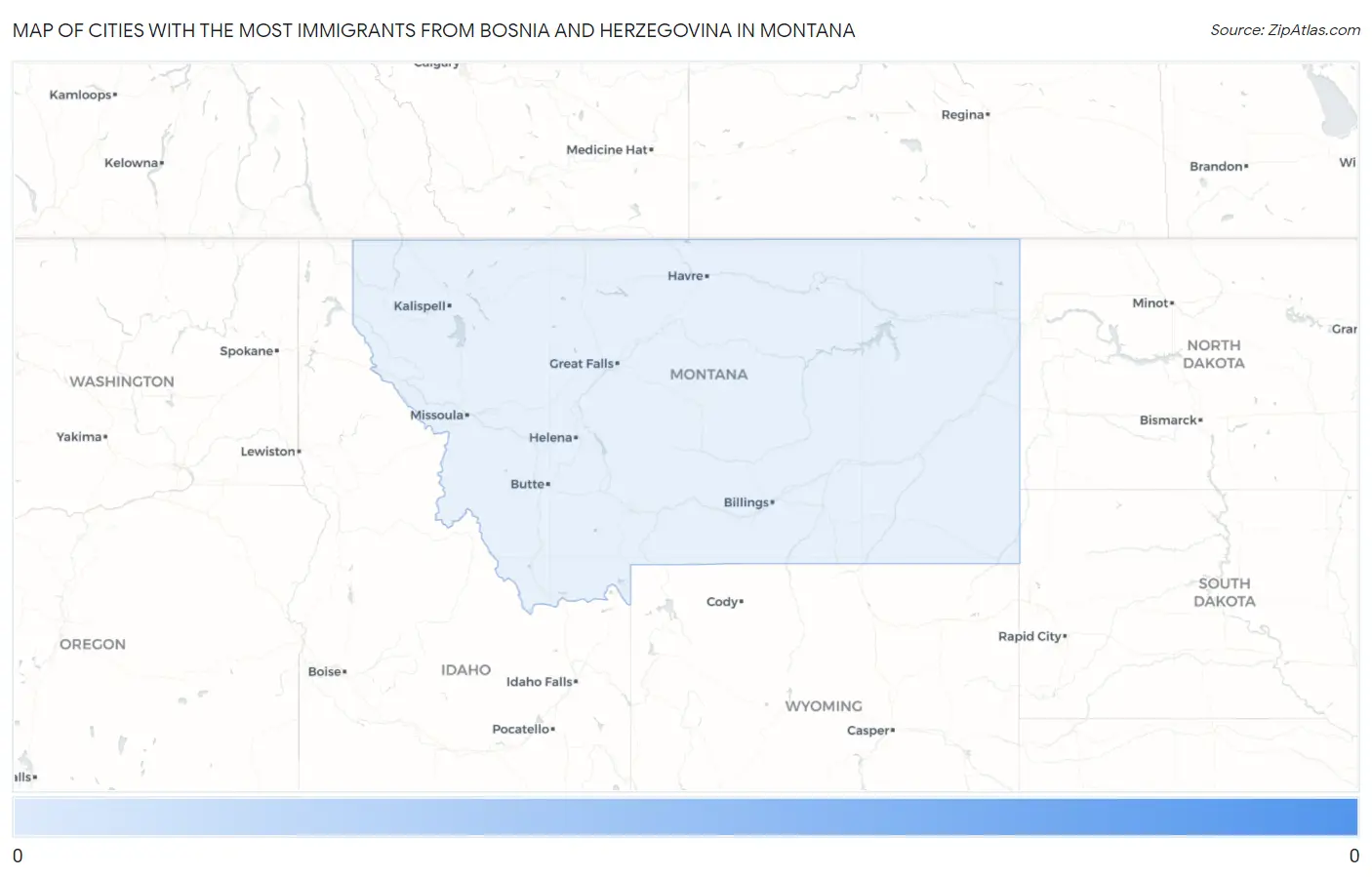 Cities with the Most Immigrants from Bosnia and Herzegovina in Montana Map