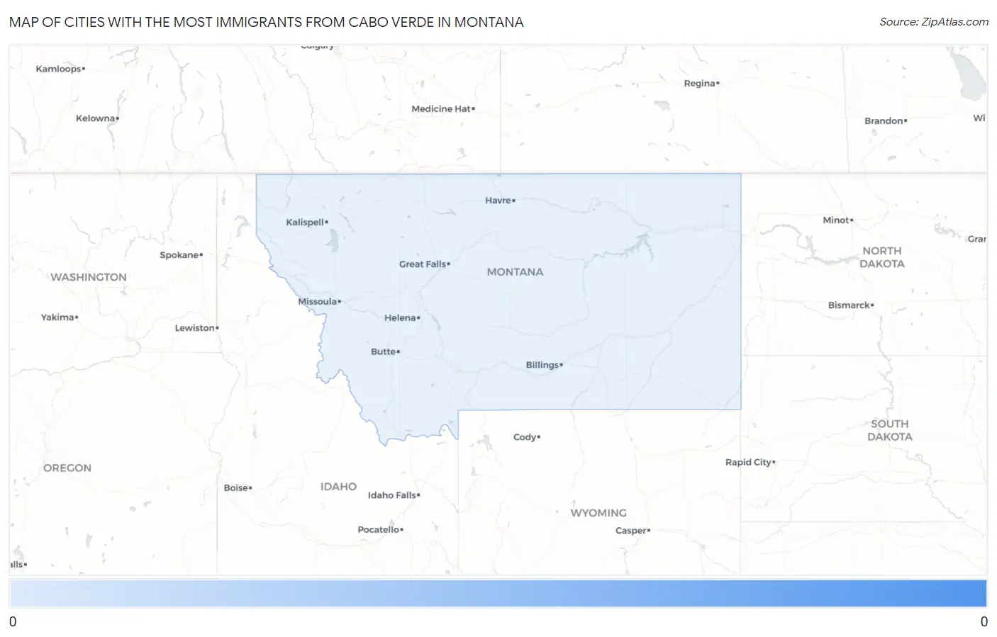 Cities with the Most Immigrants from Cabo Verde in Montana Map