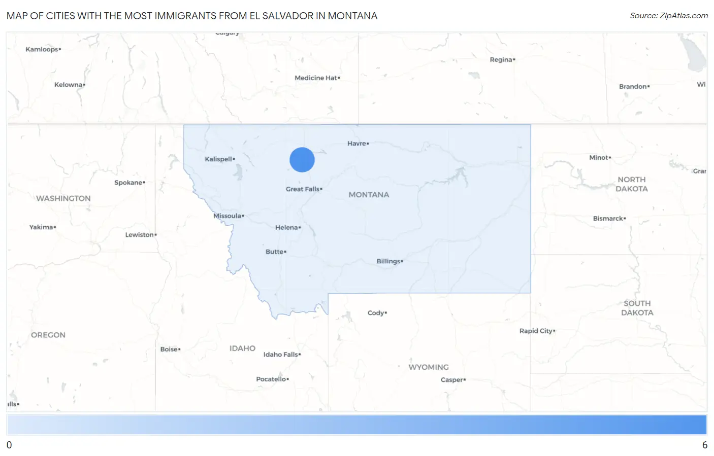 Cities with the Most Immigrants from El Salvador in Montana Map